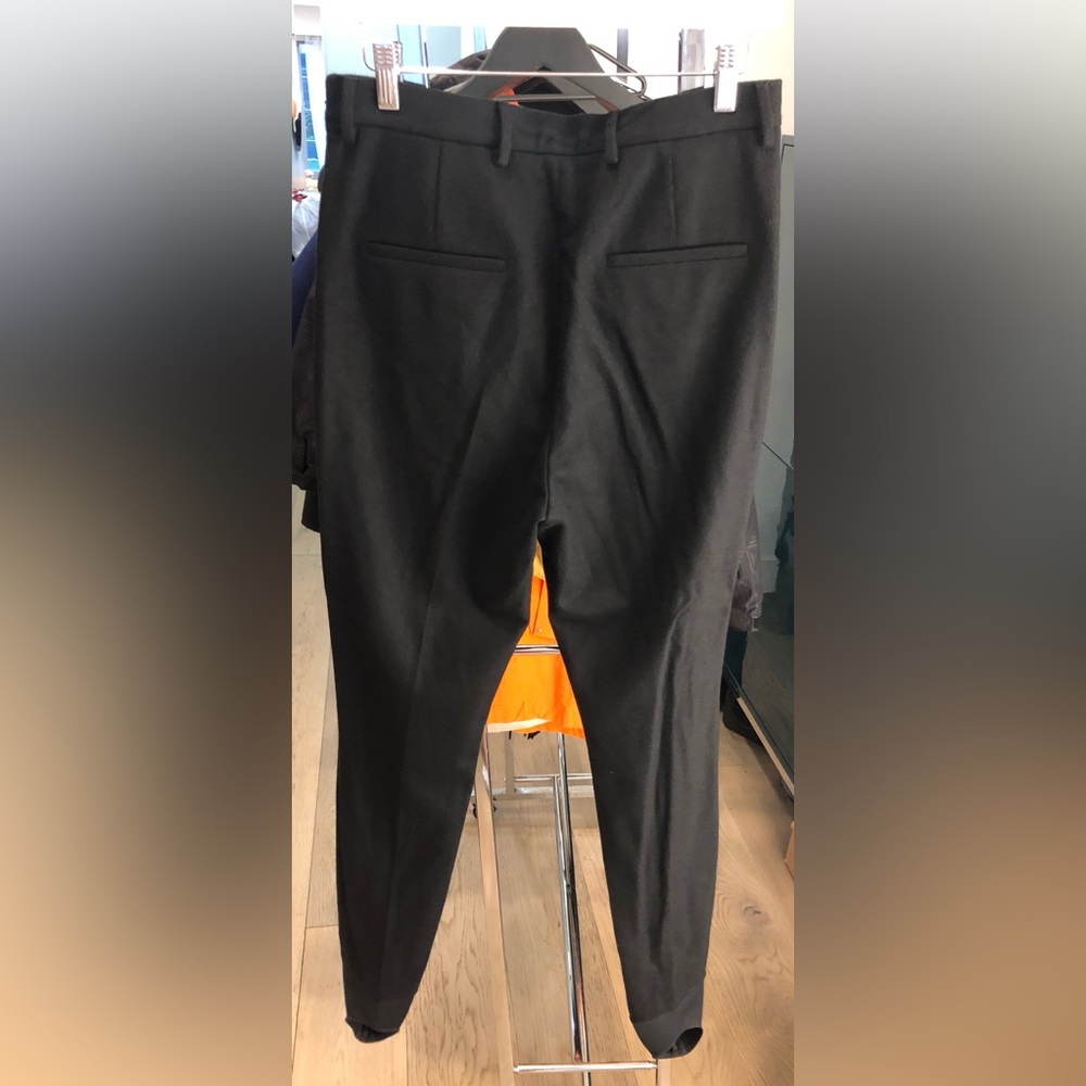 PRADA Women’s Black Stretchy Wool Logo-Plaque High Waisted Stirrup Leggings (44) - Picture 13 of 15
